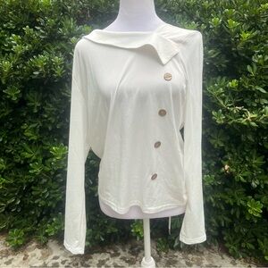 Women’s Size Large White Button-Detail Top